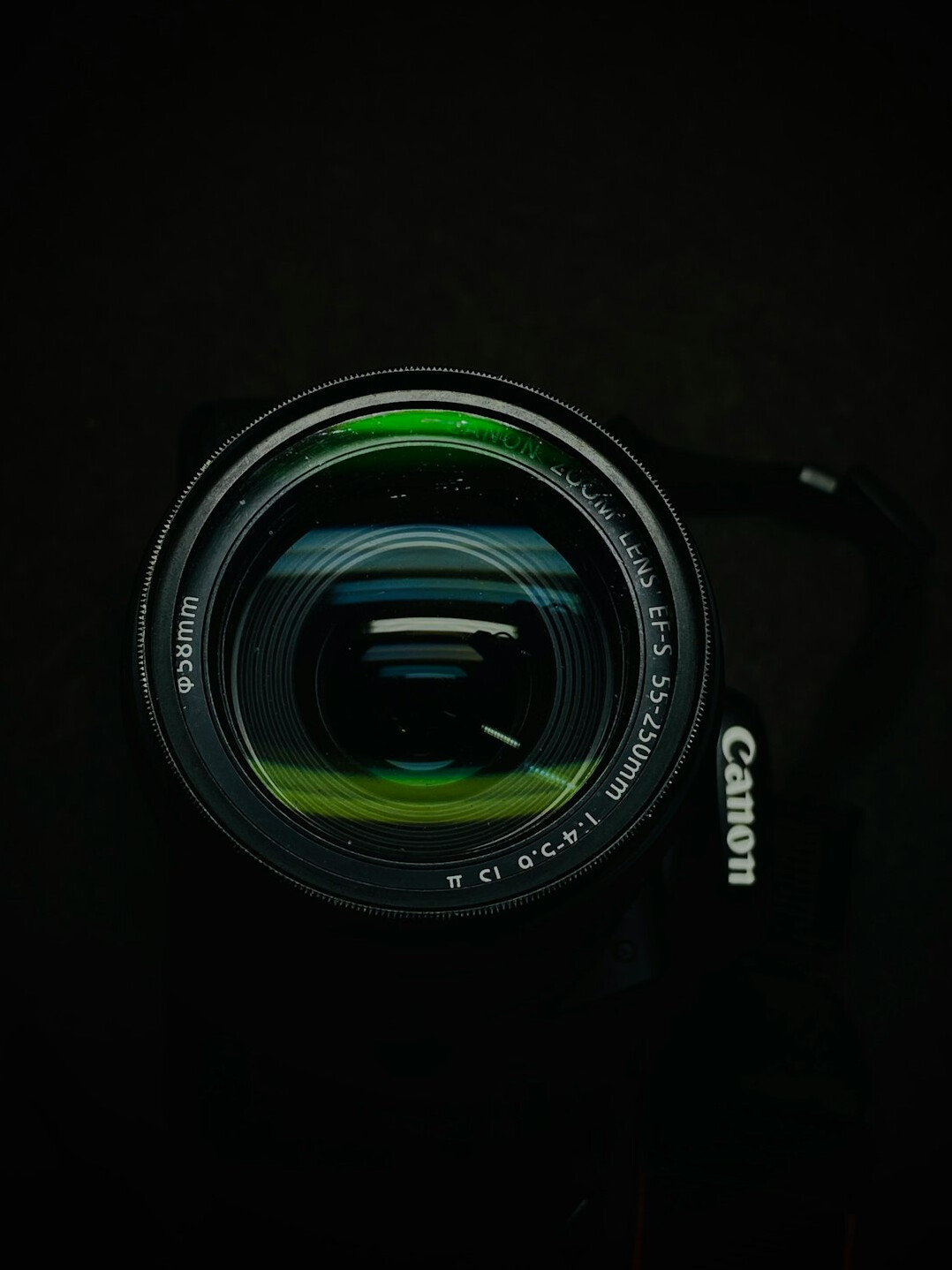 Professional video camera lens close-up